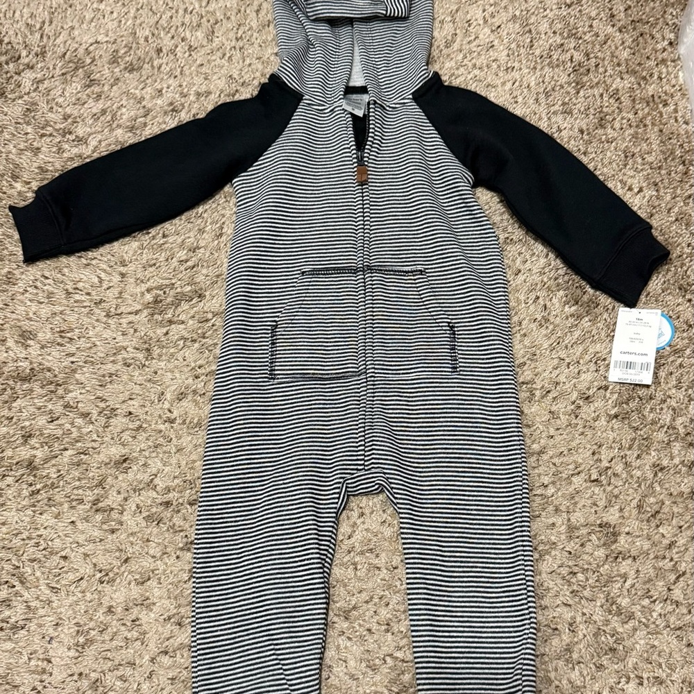 Carter’s Striped Hooded Baby Jumpsuit